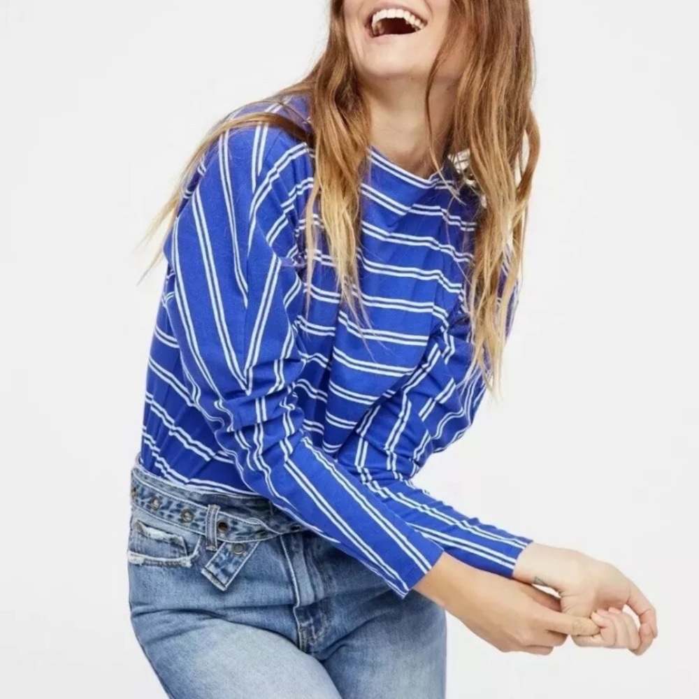 Free People Stripe top blue